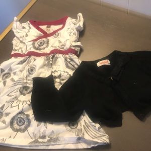 Tea collection dress and black half cardigan